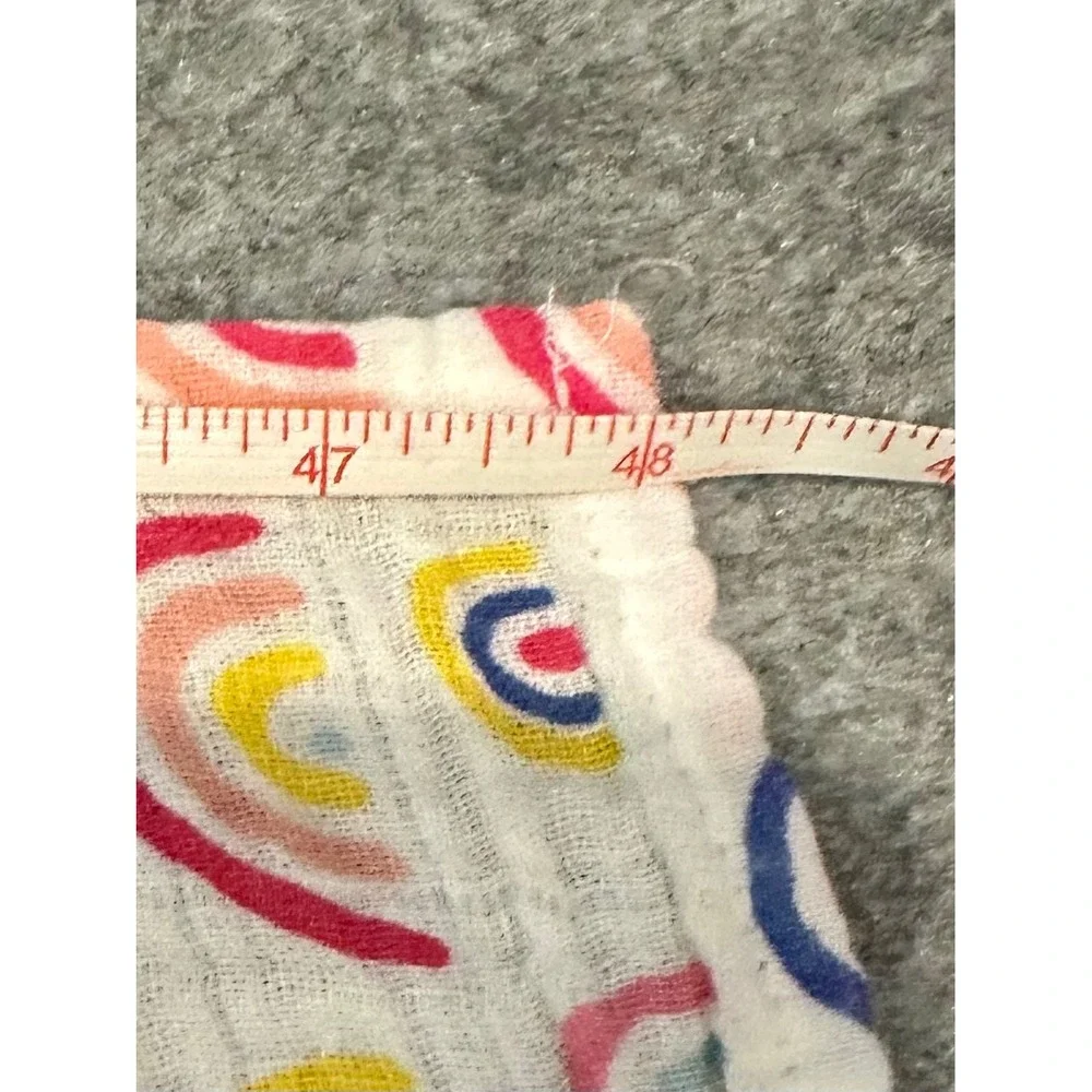 Rainbow Print Cotton Muslin Baby Swaddle Blanket White Pink Blue 48x45